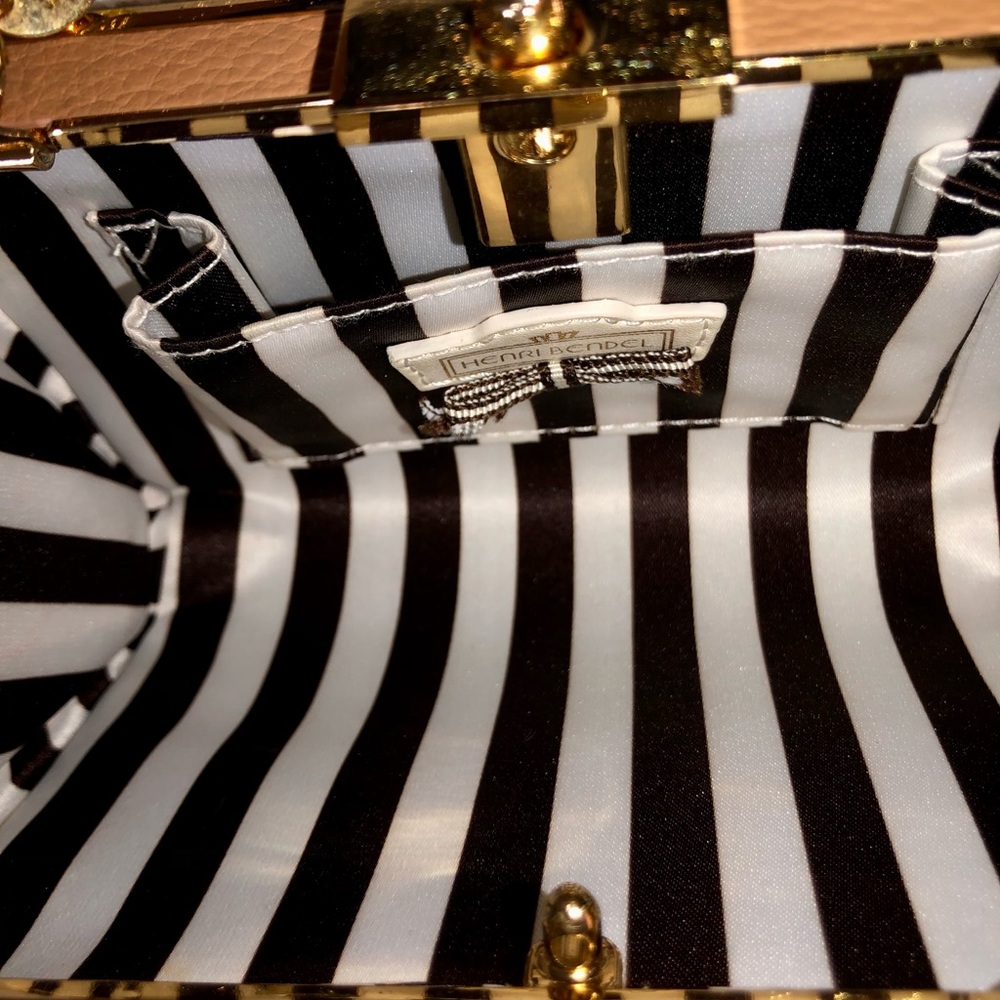 henri bendel After Party leather Woven Evening Clutch with Chain - Picture 10 of 17
